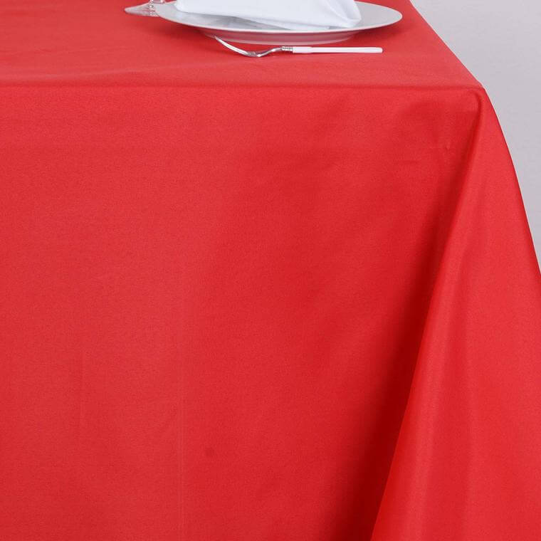 Polyester 90"x90" Table Overlay Square Tablecloth Red - Wrinkle-Resistant & Durable Table Cover