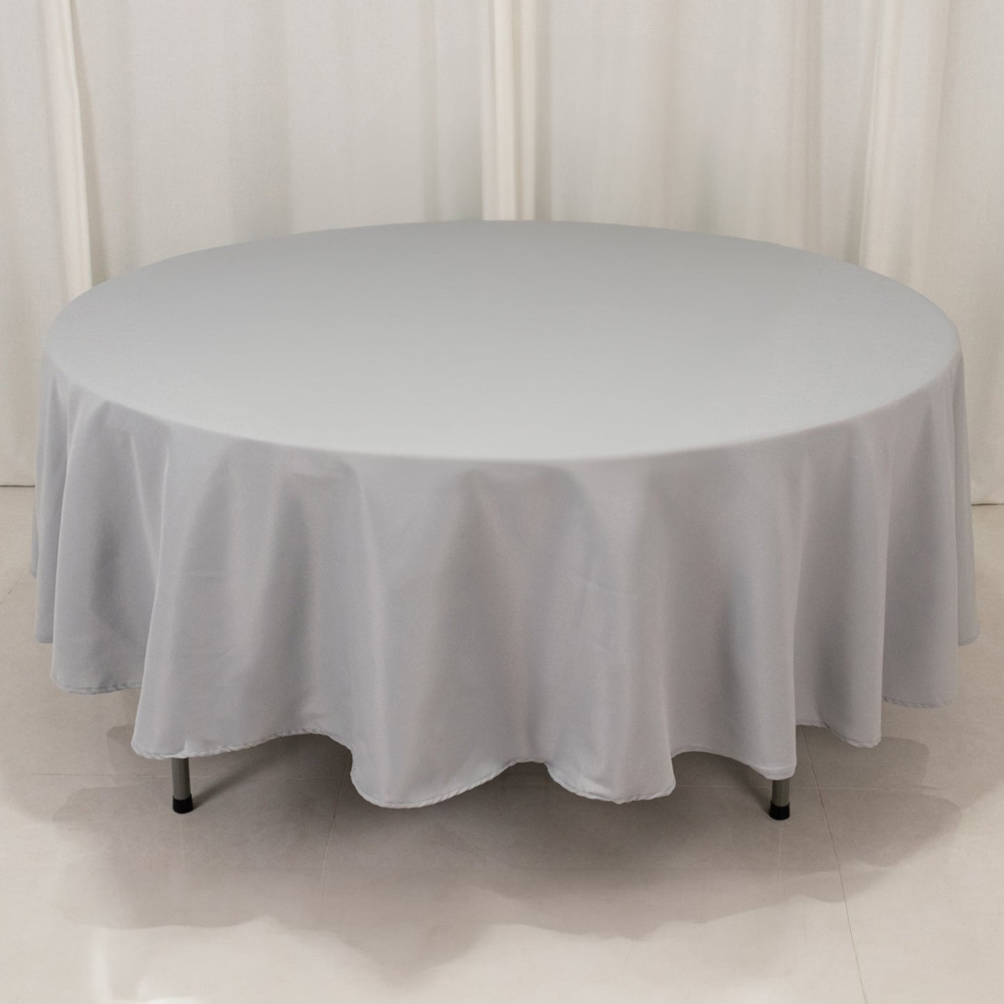 Premium Polyester 90" Round Tablecloth Silver - Stain and Wrinkle-Resistant Design with 220GSM Thickness Table Cover