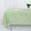 Polyester 60"x102" Rectangle Tablecloth Sage Green with Gold Foil Geometric Pattern - Wrinkle-Resistant & Durable Table Cover