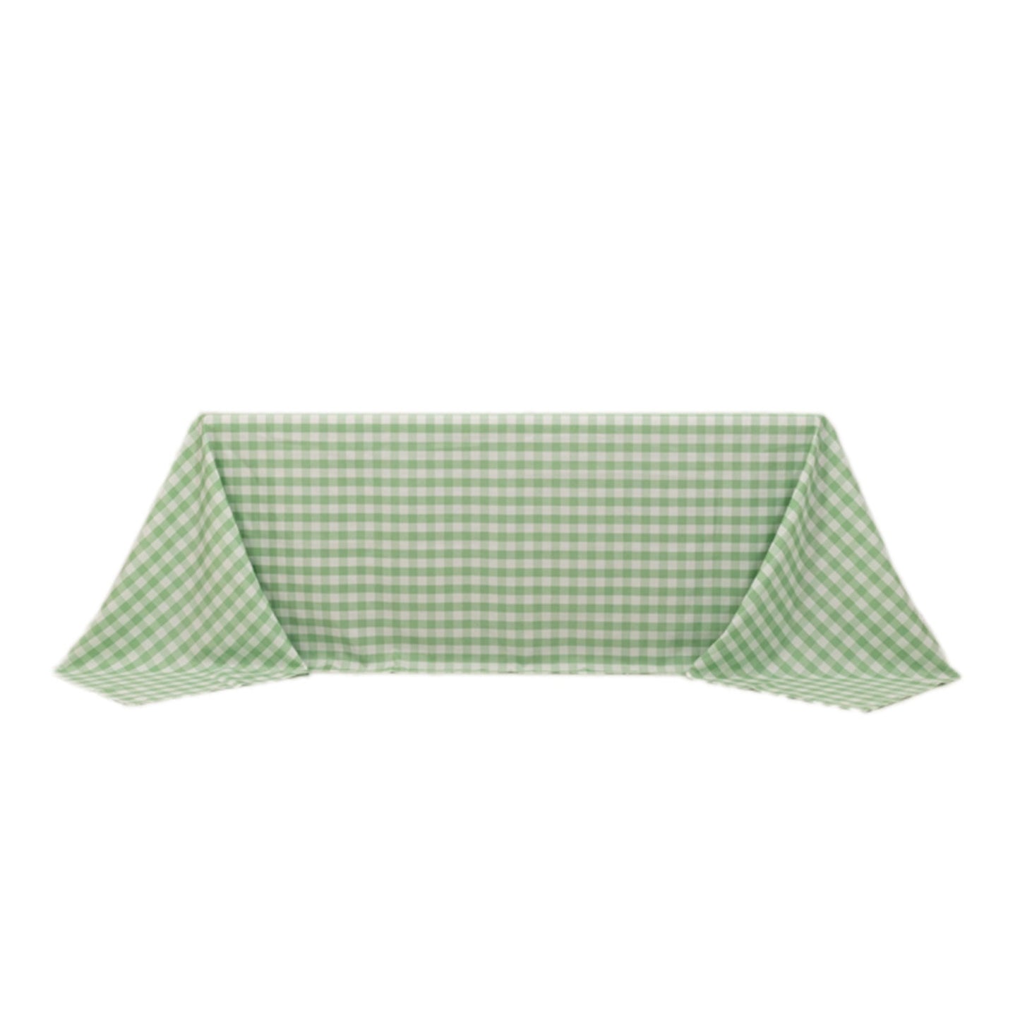 Polyester 90"x132" Rectangle Tablecloth White/Sage Green - Seamless Checkered Buffalo Plaid Table Cover
