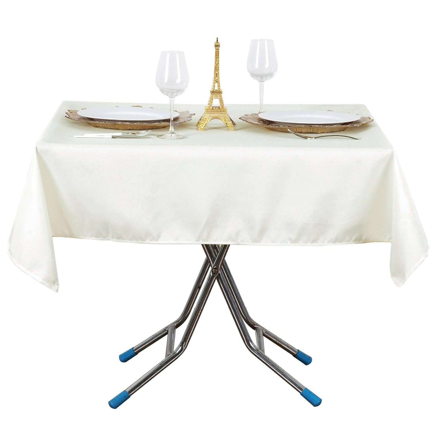 Premium Polyester 54"x54" Square Tablecloth Ivory - Stain and Wrinkle-Resistant 220GSM Table Cover