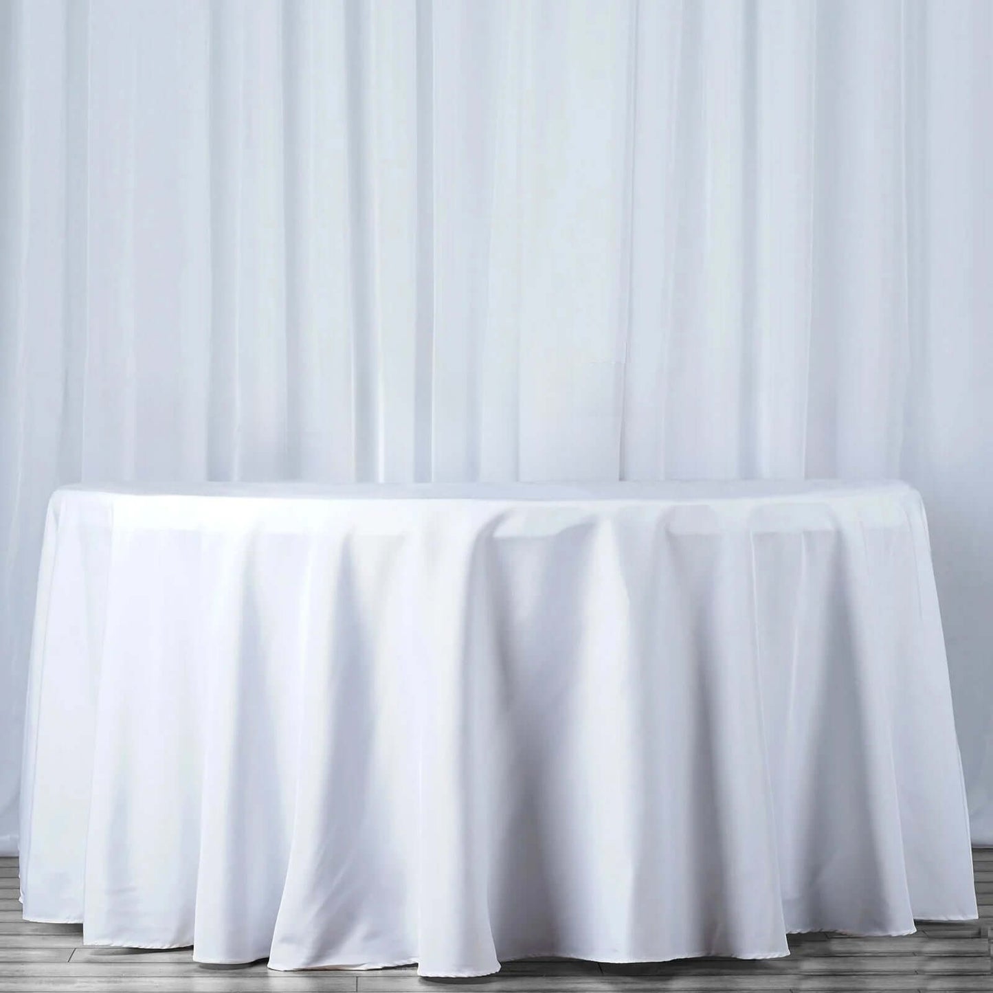 Premium Polyester 120" Round Tablecloth White - Seamless 220GSM Wrinkle-Resistant Design for Classy Events