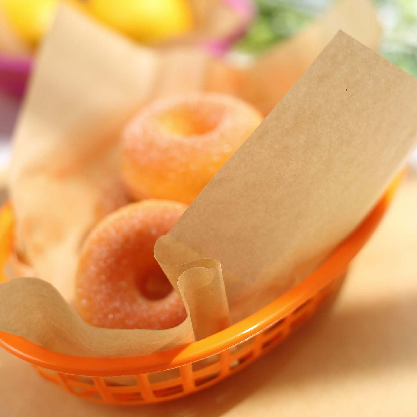 50-Pack Wax Paper Basket Liners Square Design Natural Brown - Perfect for Sandwiches and Food Wrapping 12" 40GSM