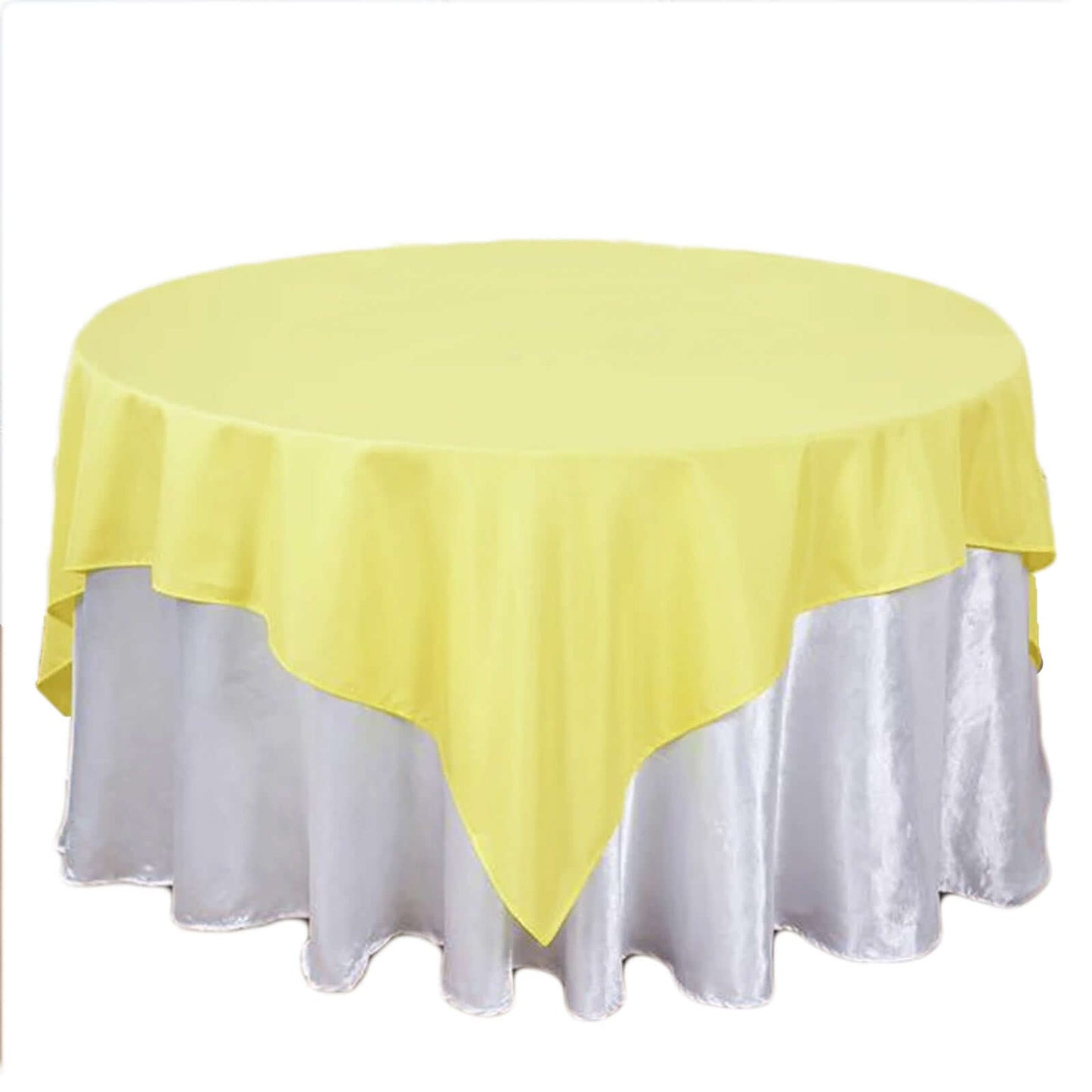Polyester 70"x70" Table Overlay Square Tablecloth Yellow - Wrinkle-Resistant & Durable Table Cover