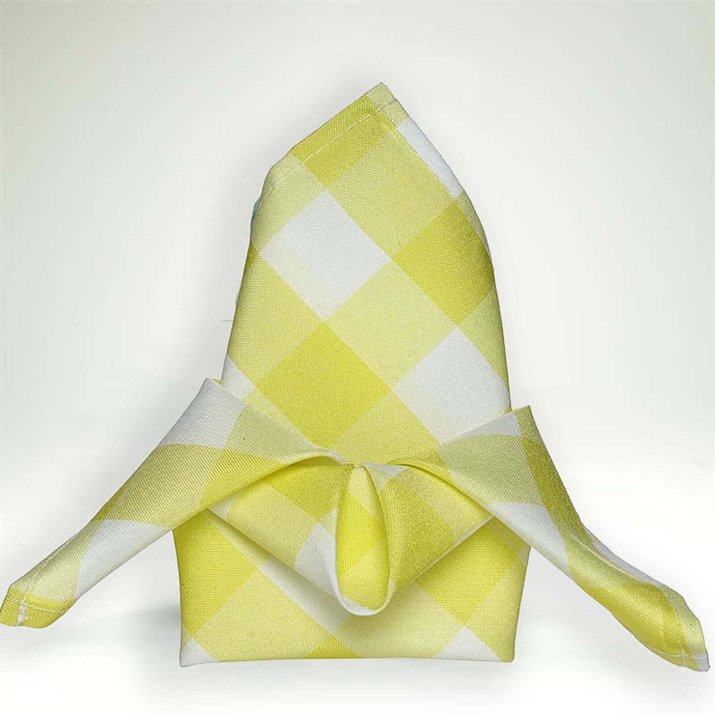 5 Pack Polyester 15"x15" Napkins Yellow/White Buffalo Plaid Gingham Style Cloth Napkins