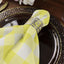 5 Pack Polyester 15"x15" Napkins Yellow/White Buffalo Plaid Gingham Style Cloth Napkins